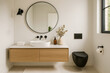 © MSG919 - Modern Minimalist Bathroom Interior with Round Mirror