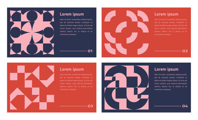 Wall Mural - Set, collection of brutalism y2k poster with geometric seamless pixel shapes pattern. Trendy set of black geometric abstract shapes, design for card, invitation, wallpaper, poster	