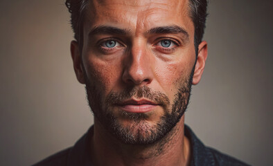 Aufkleber - Man with a beard and blue eyes. He is wearing a black jacket. He has a blue shirt on