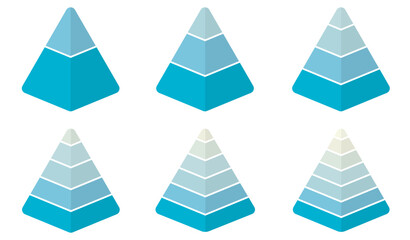Wall Mural - pyramid 3d infographic chart set. triangle hierarchy data sections group. vector illustration isolat