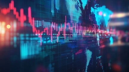 Poster - global financial data visualization digital market trends infographic futuristic aerial view data an