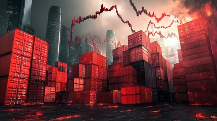 Poster - intense market analysis urban landscape digital art industrial environment dystopian viewpoint econo