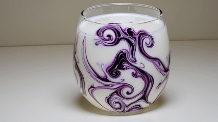 Poster - Swirled Milk with Blackberry Highlights in Elegant Glass Container