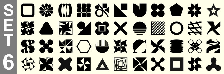 Wall Mural - brutal shapes minimal style design geometric set 6. postmodern geometric forms. contemporary vector 