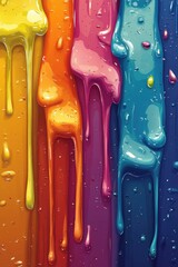 Wall Mural - vivid rainbow-colored drips forming an abstract artistic vertical pattern