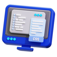 Poster - Css code creates a 3d computer screen with a css button. Suitable for web design, coding, technology, and software concepts