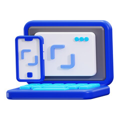 Aufkleber - Web responsive blue 3d model of a laptop and phone suitable for showcasing website and app design responsiveness on multiple devices