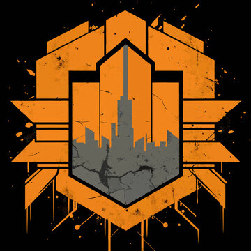 Vector logo illustration featuring an orange and black design, showcasing a modern and dynamic aesthetic.