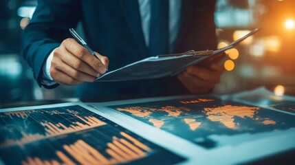 Poster - analyzing business performance metrics office setting data visualization professional environment cl