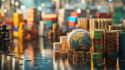 Poster - global economy trends financial district stock market analysis urban environment close-up view inves