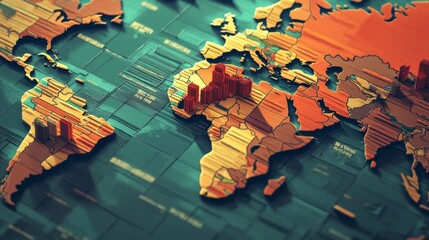 Poster - Global economic trends visualization infographic world map data analysis aerial view information design
