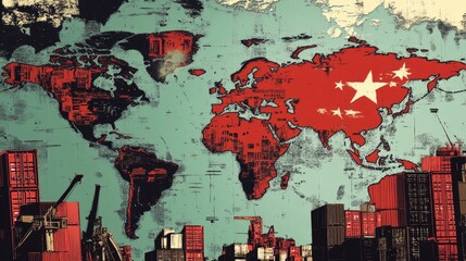 Poster - Global trade dynamics china's influence on world markets graphic art representation urban environment aerial view