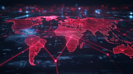 Poster - global data networks mapping digital world infographic high-tech environment bird's-eye view connect