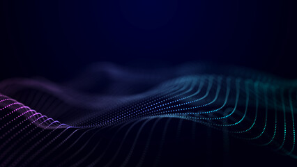 Fototapete - Abstract wave of musical sounds. Smooth information transfer. 3D rendering.