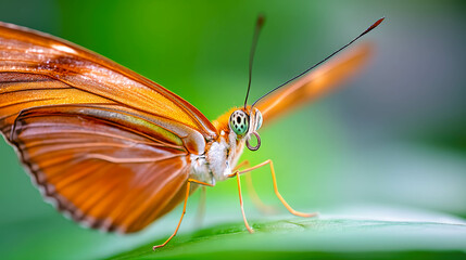 Poster - Close up view of a mesmerizing butterfly showcasing iridescent wings in bright sunlight