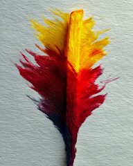 Poster - Bold silhouette of a French fry adorned with vibrant ketchup smear on a neutral backdrop