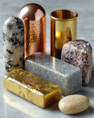 Poster - Copper and stones arranged artistically showcasing natural beauty and unique textures