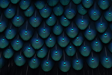 Aufkleber - Peacock Feather Abundance: A captivating display of intricate patterns and a mesmerizing play of iridescent blues and greens, revealing the detailed texture and beauty of nature's artistry.