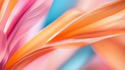 Aufkleber - vibrant abstract background with flowing curves in coral pink, orange and turquoise creating dynamic