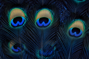 Poster - Peacock Feathers: Intricate details of the peacock's mesmerizing plumage, showcasing vibrant blues, greens, and golden accents, evoking a sense of elegance and natural beauty.