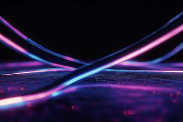 Poster - Neon Light Stream: A vibrant display of electric energy, where neon light trails crisscross across a dark field, casting a futuristic and dynamic scene.