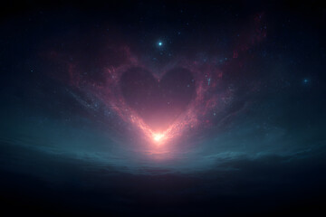 Wall Mural - Cosmic Heart Nebula on a Dark Space Background