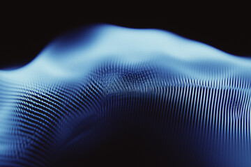 Poster - Abstract Blue Wave: A captivating abstract image showcases a seamless, three-dimensional wave formation in shades of blue, evoking a sense of depth and dynamic movement.