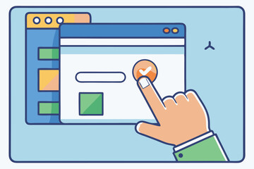Aufkleber - User interacts with a digital interface by clicking on an envelope icon while browsing a web page with various features shown on screen
