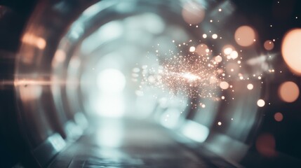 Wall Mural - abstract tunnel bokeh with glowing particles