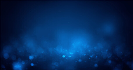 blue glow particles with soft bokeh effect on dark abstract backgroun vector illustration.