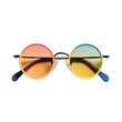 © PNGify - Png of Stylish unisex sunglasses with round lenses featuring gradient tint in warm and cool colors, perfect for summer outings on transparent background.