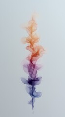 Poster - Ethereal smoke swirls in gradient colors from deep purple to soft peach, creating an elegant abstract formation against light background. Suitable for modern wall art.
