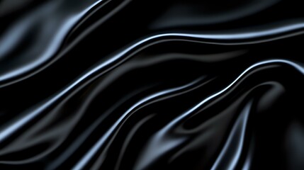 Poster - Luxurious black silk fabric with elegant waves and folds creates dramatic light effects on smooth satin surface, perfect for fashion and luxury backgrounds.