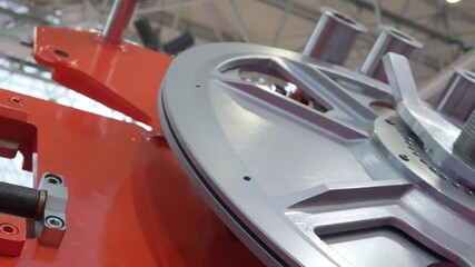 Poster - Close up of metal wheel as part of big industrial machine, industrial concept