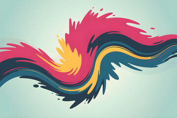 Aufkleber - Colorful abstract wave design flowing with dynamic brushstrokes