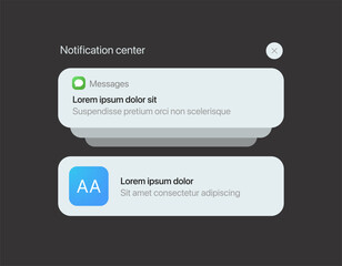 Poster - Smartphone notification center template, displaying alerts and new message on screen
