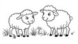 © Mundhut - Two cartoon sheep in a field.  Possible use children's book illustration
