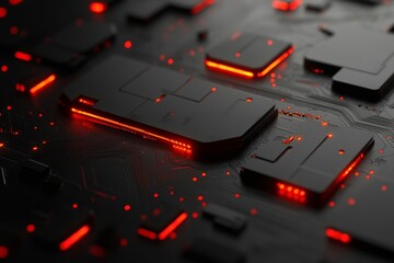 Poster - a finely detailed cybernetic-themed digital artwork with softly illuminated intricate pathways