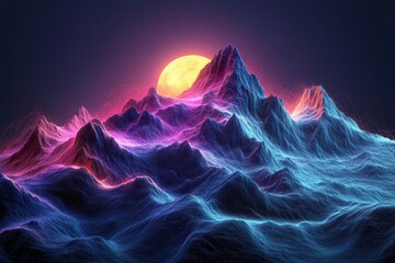Poster - a screen showing a mountain landscape behind it