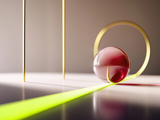 Poster - Creative abstract arrangement with colorful shapes and reflections in studio light