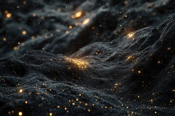 Wall Mural - Dark, textured landscape with golden specks