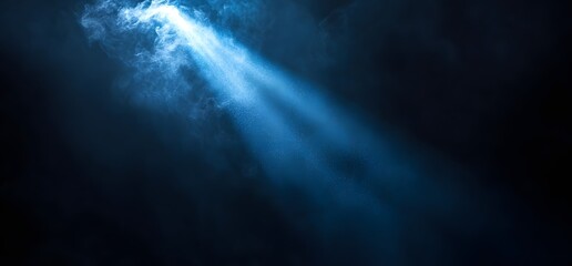 Wall Mural - Shaft Blue light shining through dark smoke, creating ethereal atmosphere