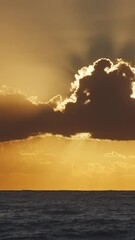 Wall Mural - vibrant sunset over ocean with dramatic clouds at dusk. vertical video