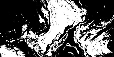 Poster - Abstract grunge splatter silhouette decoration black and white wavey stylized topographic lines in contour map background.	