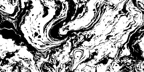 Poster - Abstract grunge splatter silhouette decoration black and white wavey stylized topographic lines in contour map background.	