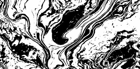 Poster - Abstract grunge splatter silhouette decoration black and white wavey stylized topographic lines in contour map background.	