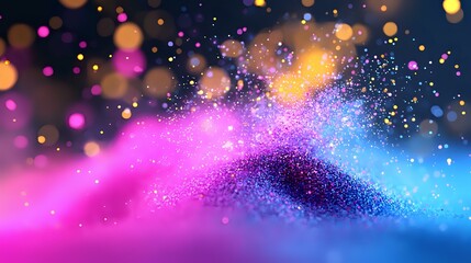 Poster - vibrant cosmic background with glowing pink and blue particles creating dynamic motion effect, spark