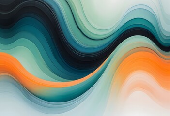 Poster - Abstract Dreamscape, Blending Hues Of Green, Orange, And Blue. Soft Texture Creates Depth. Ethereal Design Enhances Movement. Open To Interpretation And Imagination.