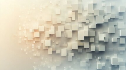 Fototapete - Abstract digital background featuring structured pixel-like forms in soft neutral shades exuding a modern and futuristic design aesthetic
