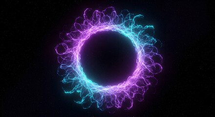 Poster - Glowing Neon Circle Abstract Design